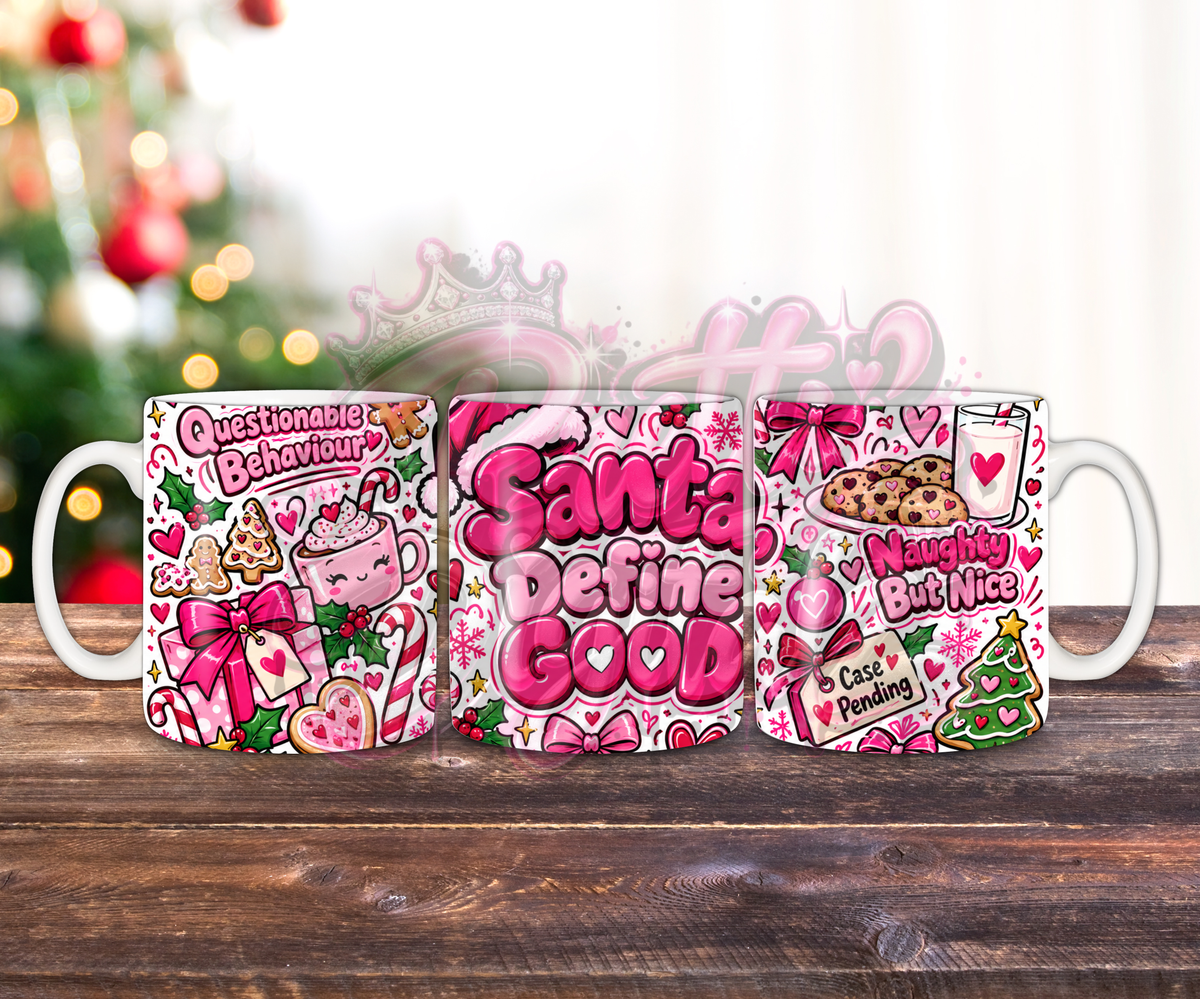 Funny Christmas Mug Wrap Bundle | 10 Pink Girly Christmas Sublimation Designs | 11oz Mug PNG Digital Download