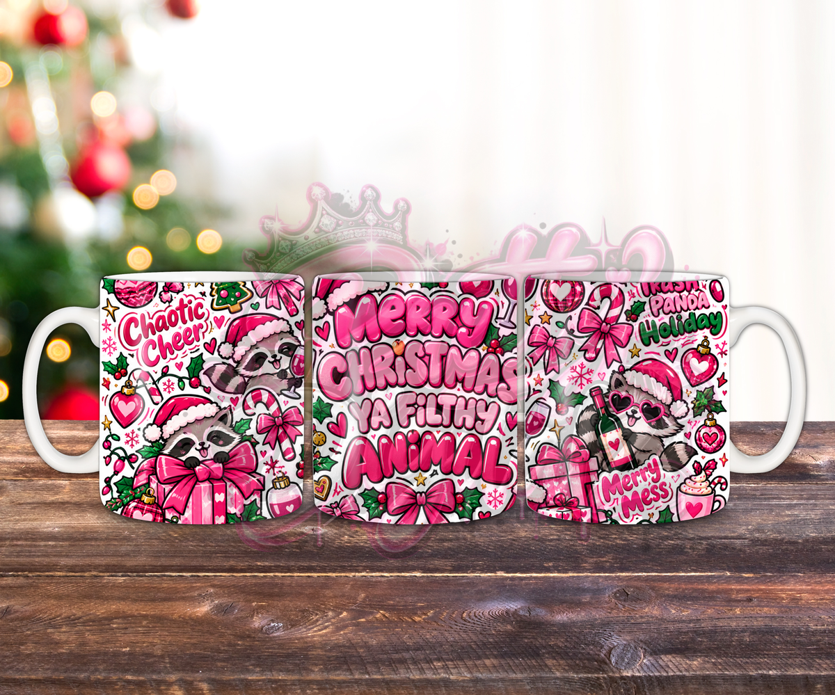 Funny Christmas Mug Wrap Bundle | 10 Pink Girly Christmas Sublimation Designs | 11oz Mug PNG Digital Download