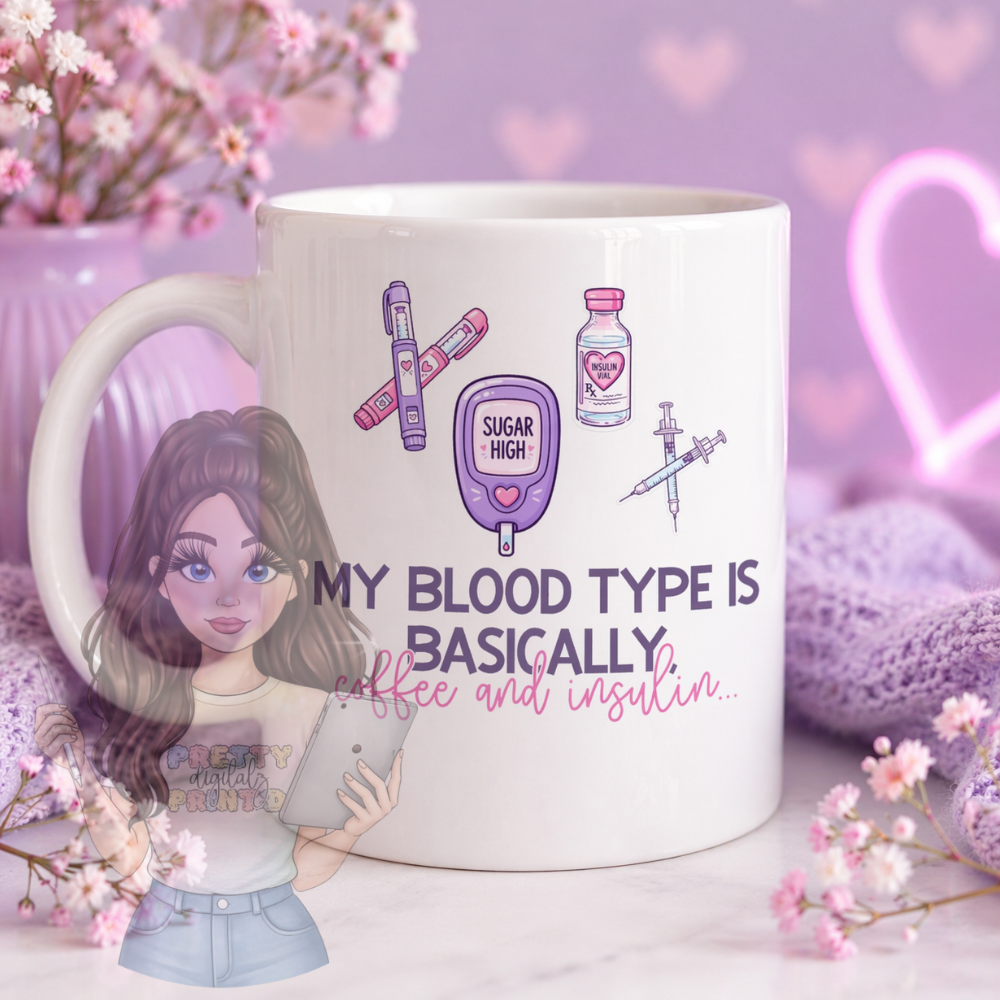 Funny Type 1 Diabetes Mug | T1D Coffee Mug | Diabetic Humour Gift | Insulin Mug | Coffee Lover Gift | Type One Diabetes Awareness | 11oz Ceramic Mug