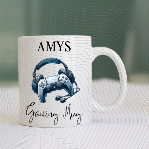 Personalised Gaming Mug PNG – Custom Name Gamer Controller Digital Download Design