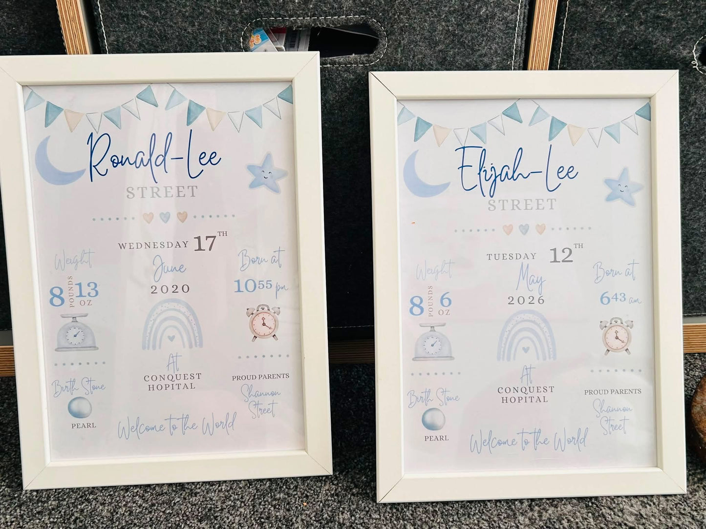 Personalised Baby Birth Stat Print | New Baby Keepsake | Nursery Wall Art | Pink or Blue