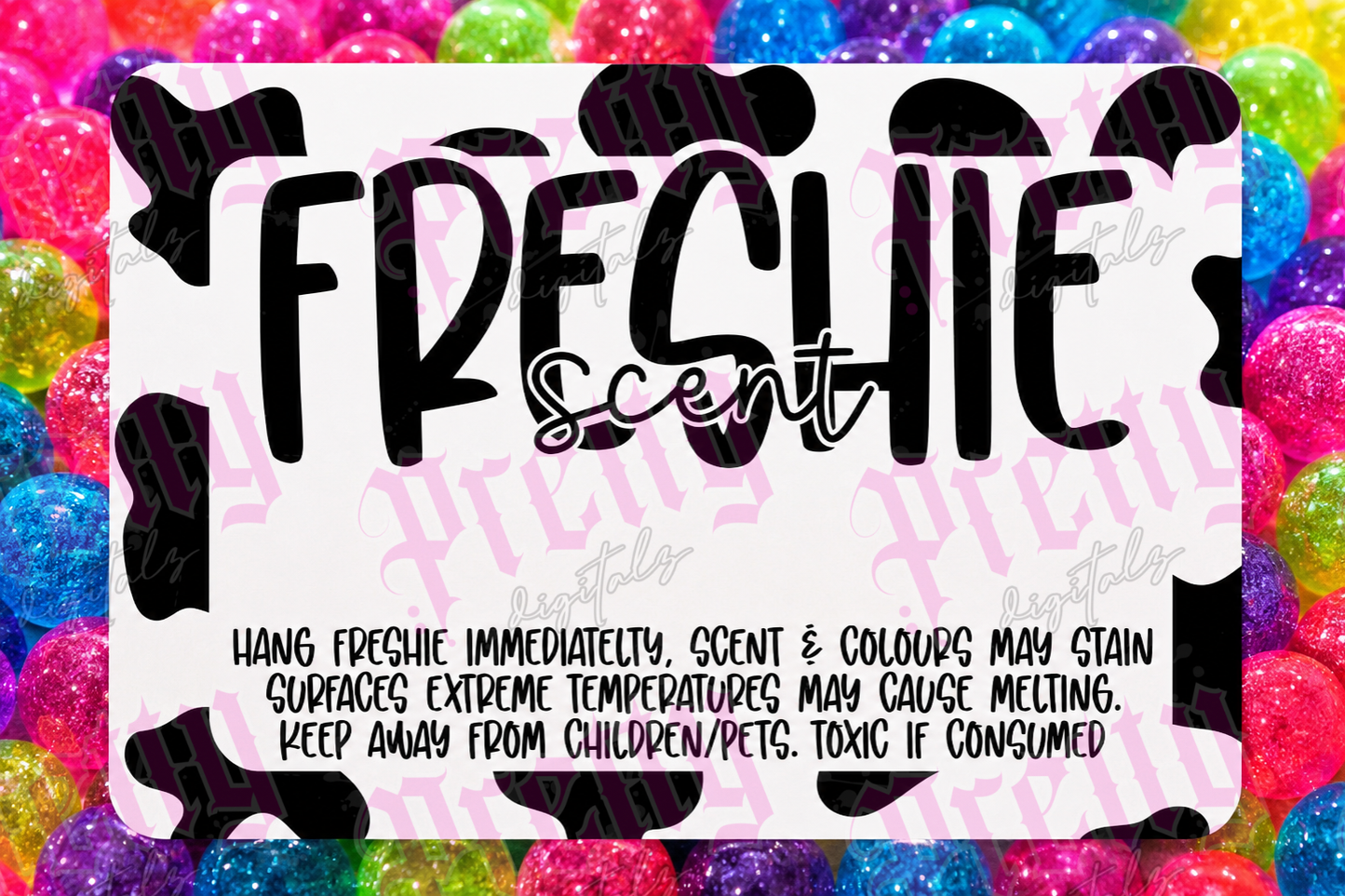 Freshie Packaging Label Templates | Cute Bow Thermal Labels | Car Air Freshener Care Cards | Instant Download PNG