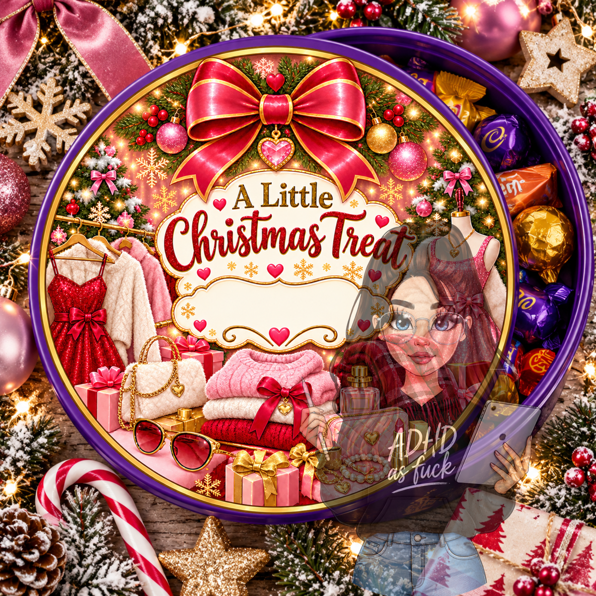 Teen Christmas Treat Topper Sticker PNG Bundle – Set of 10 | Personalised Christmas Chocolate Tub Designs | Digital Download