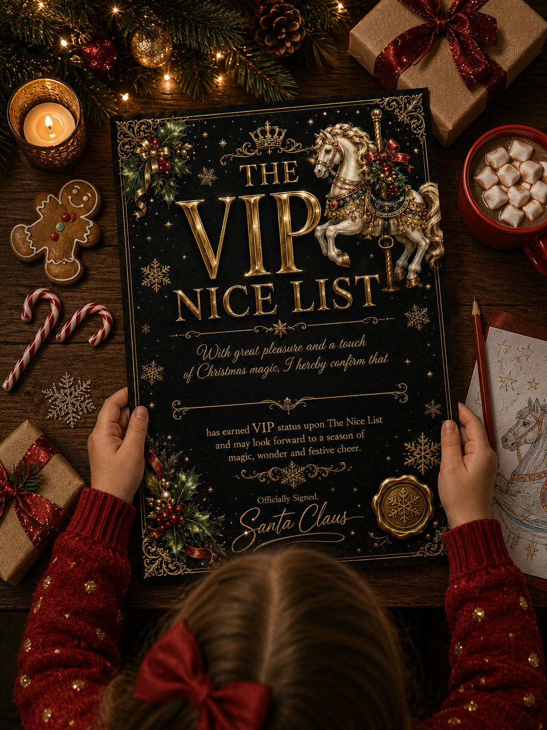 Pay What You Can Afford Personalised Christmas Nice List Certificate | A4 Printed Christmas Certificate| Santa Nice List | Child Christmas Keepsake | Gift from Santa