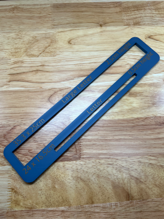 3D Printed Letter Sizer | Royal Mail Large Letter & Letter Size Guide | Parcel Measuring Tool
