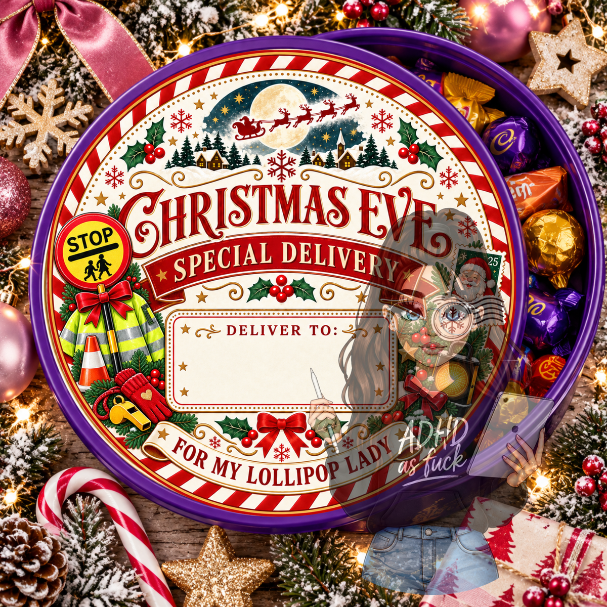 School Staff Christmas Chocolate Tub Lid Designs | Set of 10 PNGs | Teacher Christmas Gift Labels | Digital Download