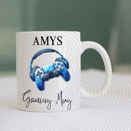 Personalised Gaming Mug PNG – Custom Name Gamer Controller Digital Download Design