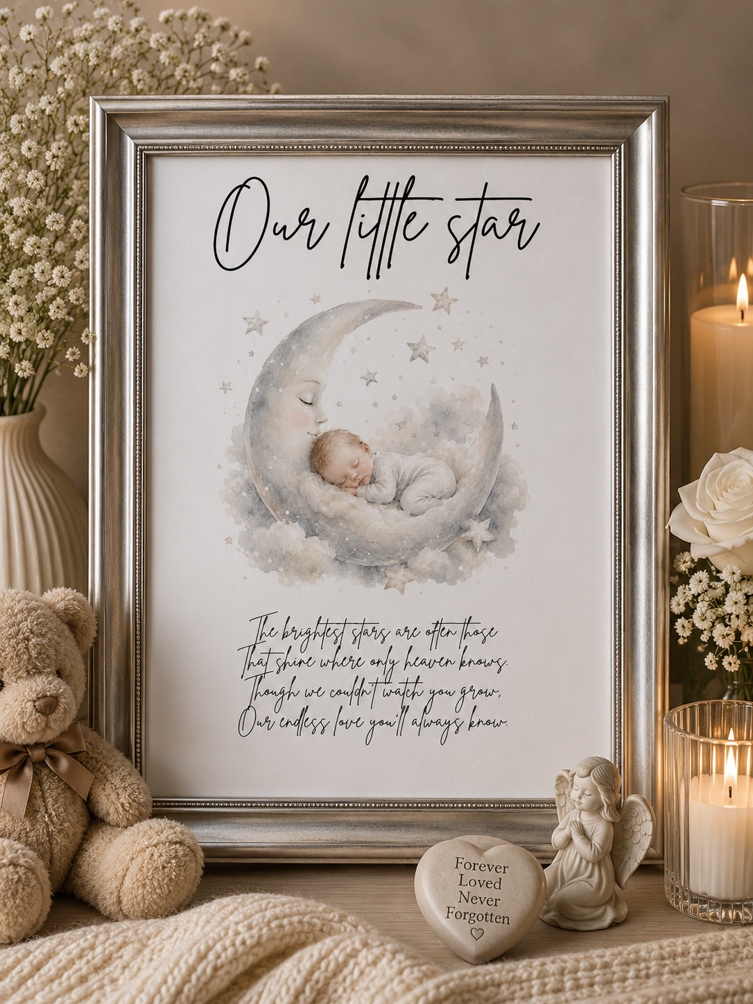 Baby Loss Memorial Print A4 | Stillborn & Pregnancy Loss Poem | Bereavement Gift | Rainbow Baby | Sympathy Keepsake | Unframed