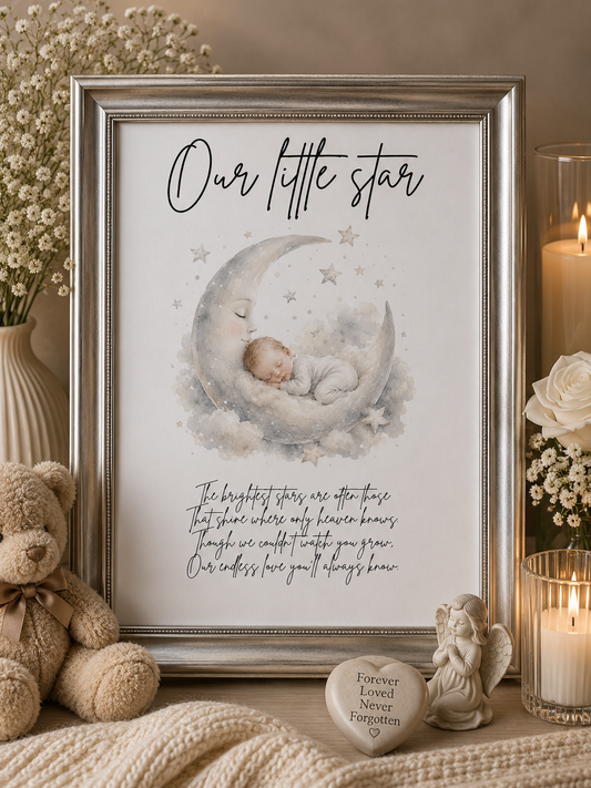 Baby Loss Memorial Print A4 | Stillborn & Pregnancy Loss Poem | Bereavement Gift | Rainbow Baby | Sympathy Keepsake | Unframed