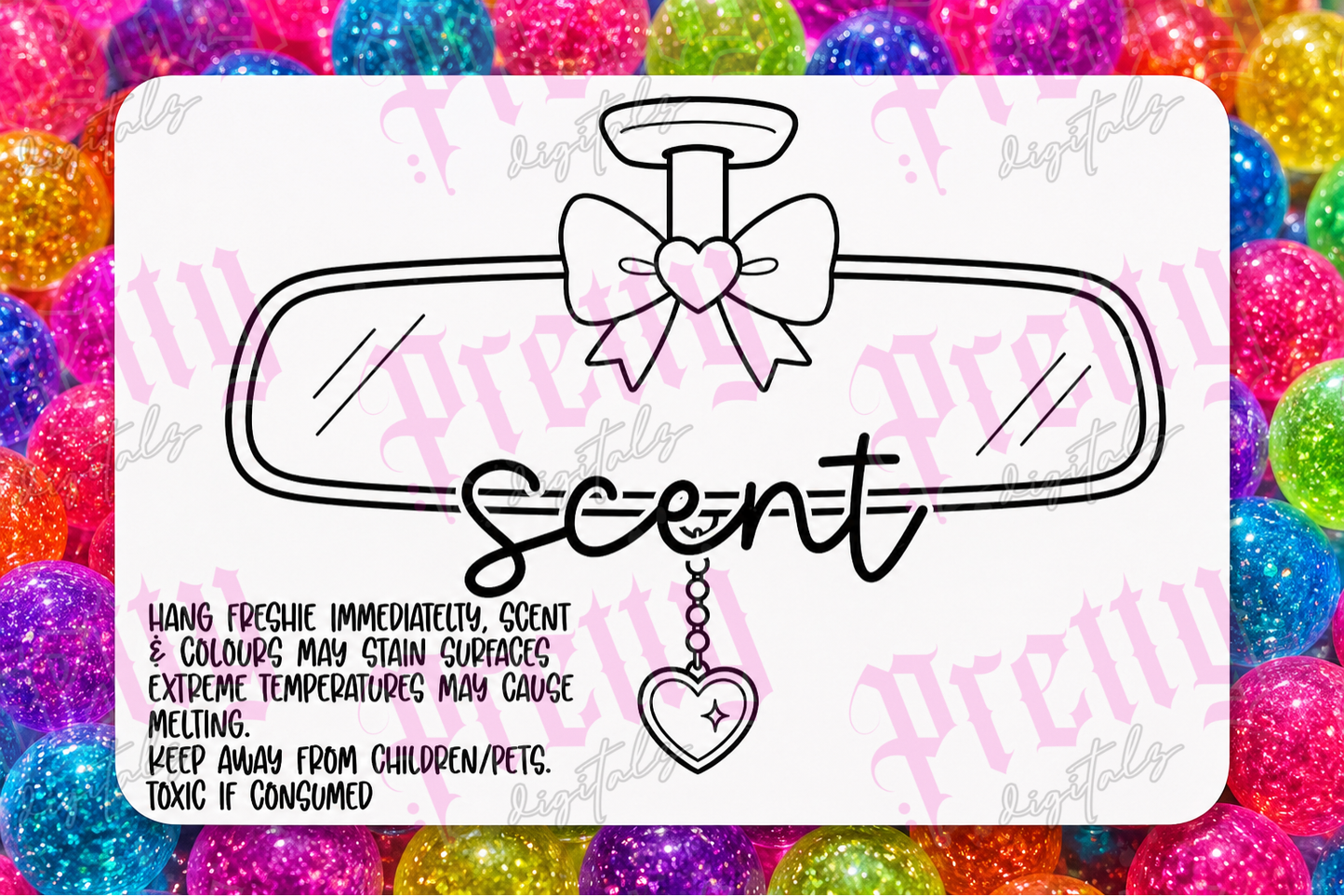 Freshie Packaging Label Templates | Cute Bow Thermal Labels | Car Air Freshener Care Cards | Instant Download PNG