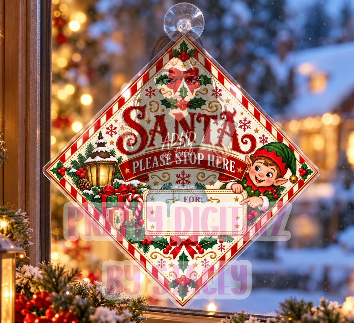 Santa Stop Here Window Sign Bundle | 20 Christmas Digital Designs | Printable Personalised PNGs