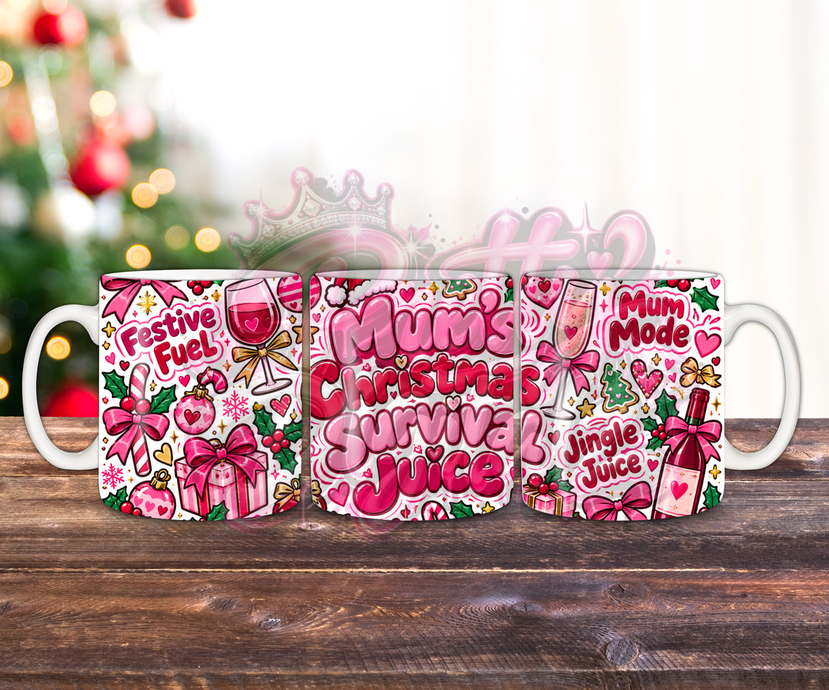 Funny Christmas Mug Wrap Bundle | 10 Pink Girly Christmas Sublimation Designs | 11oz Mug PNG Digital Download