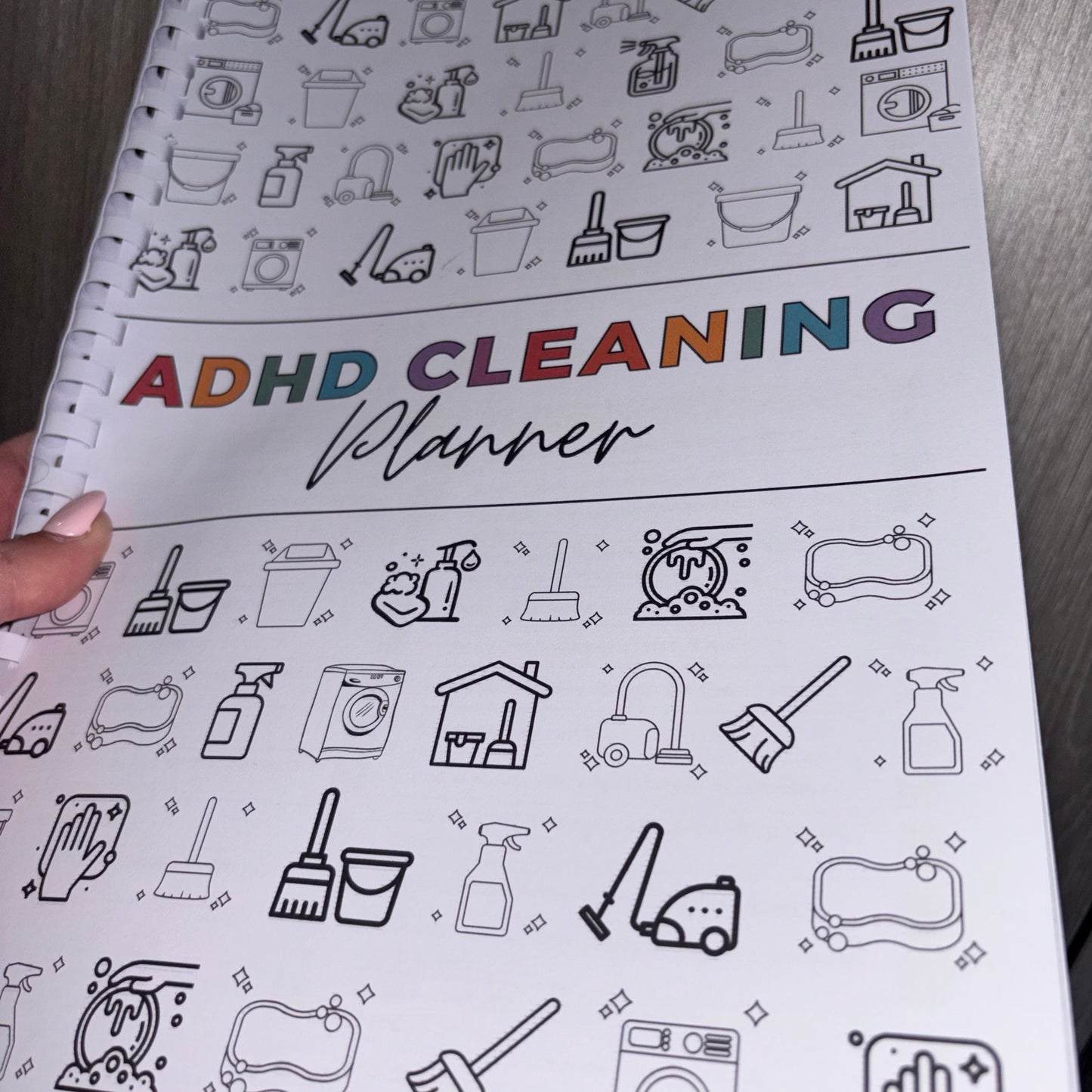 ADHD Cleaning Planner Book | 35 Page Printed & Comb Bound | Daily Weekly Monthly Cleaning Checklist | Neurodivergent Friendly Home Organiser UK
