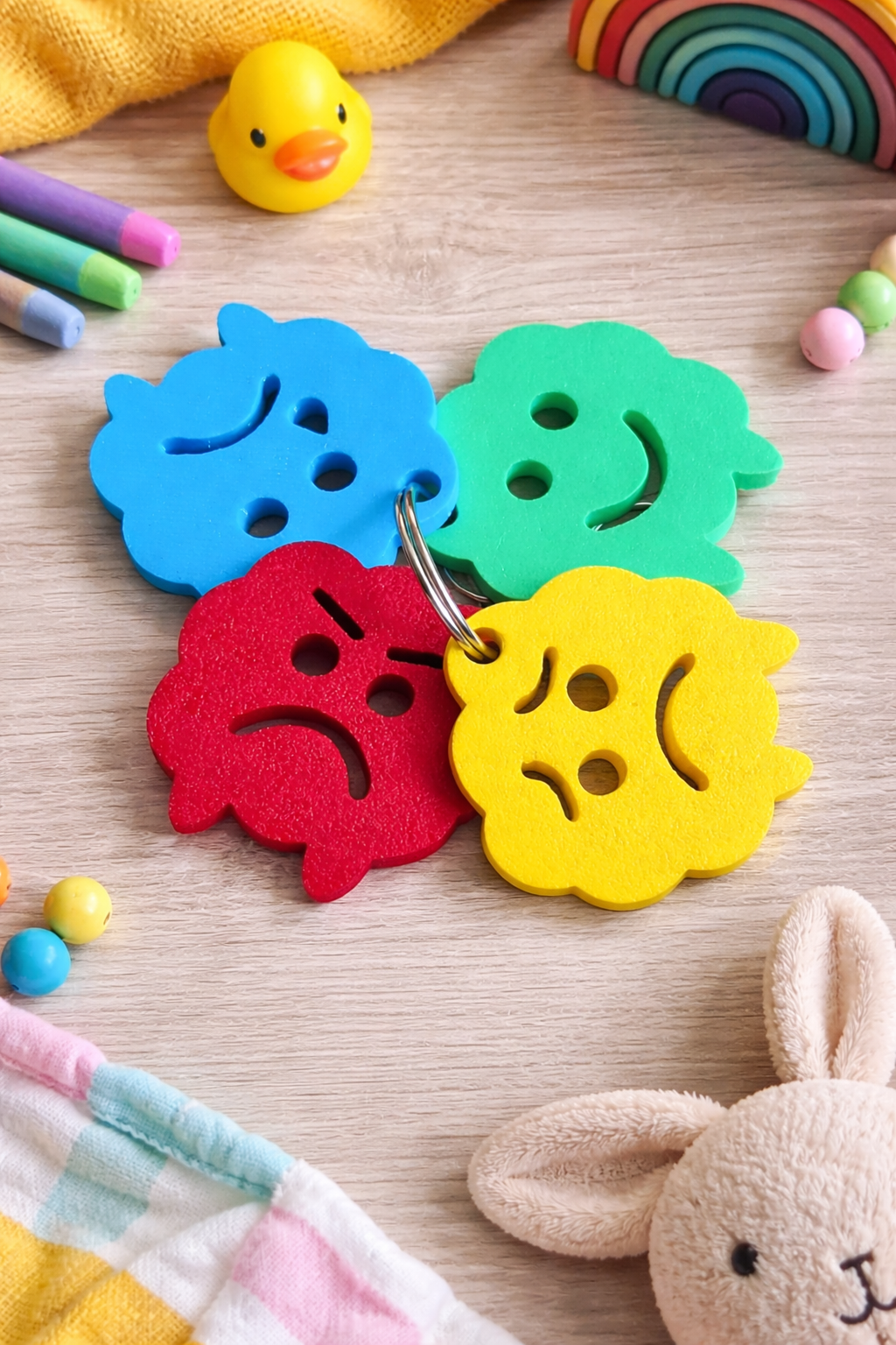 SEN Emotion Communication Keychain | Non Verbal Visual Feelings Tool | Autism ADHD Support Aid for Children