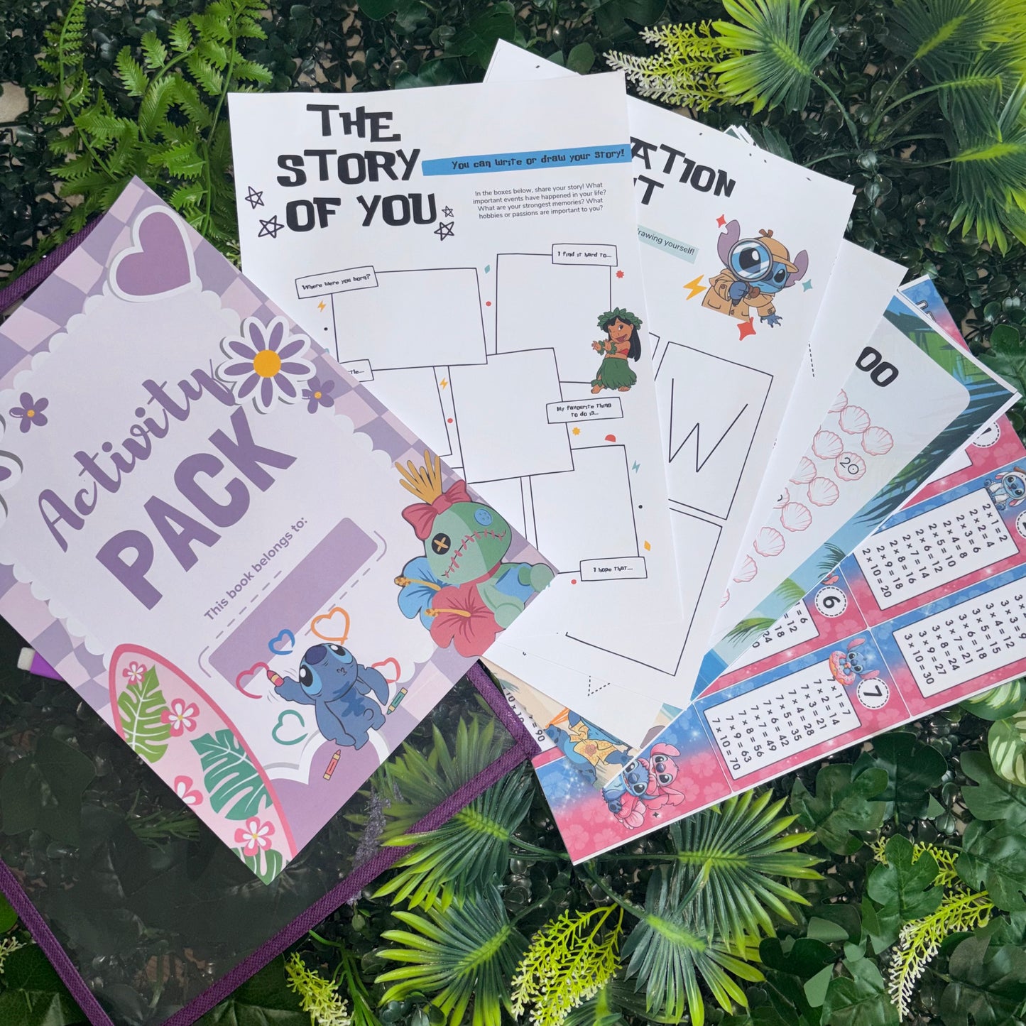 Summer Activity Pack – Reusable Wipeable Folder | 20 Fun Learning Activities | Personalised Children’s Travel Pack