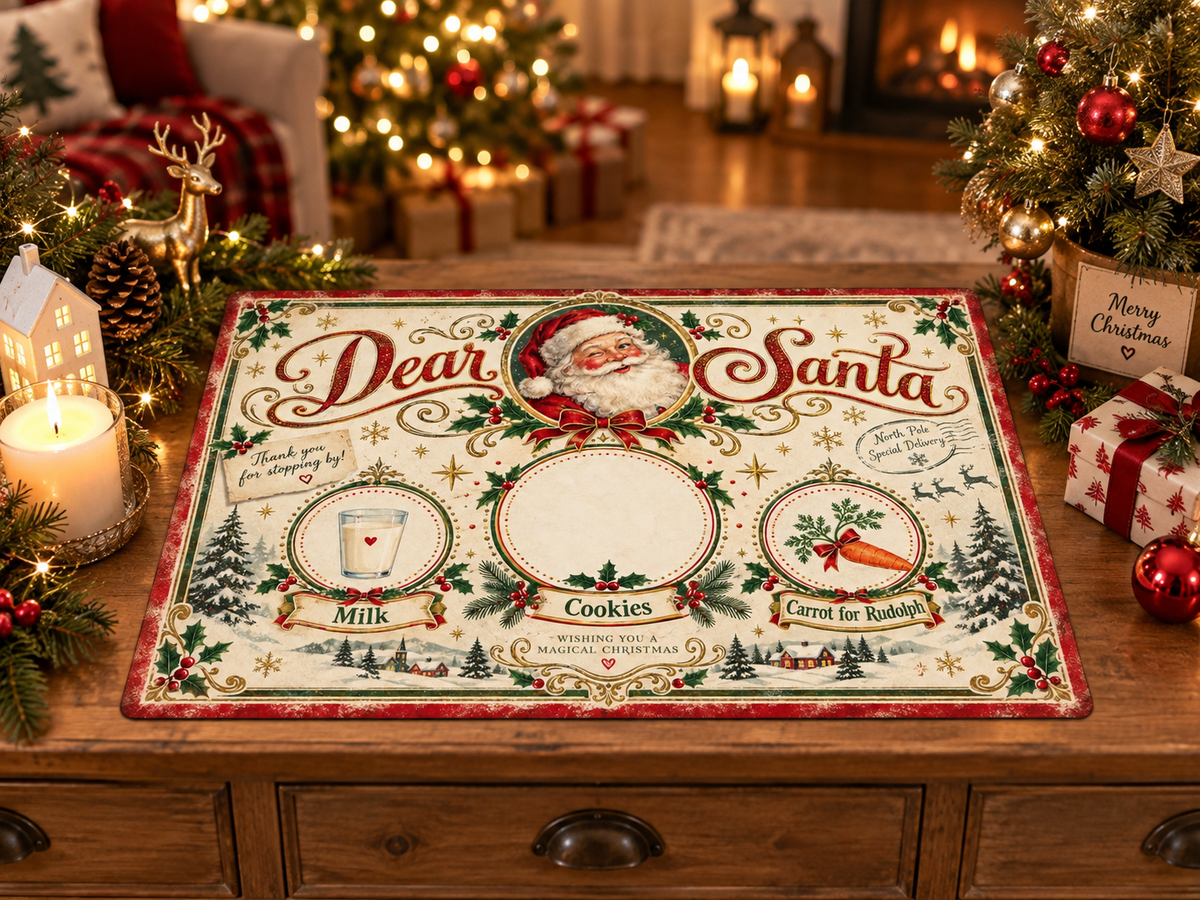 10 Vintage Santa Treat Mat Designs | Christmas Eve Snack Mat Bundle | Milk Cookies & Carrot for Rudolph | Digital Download