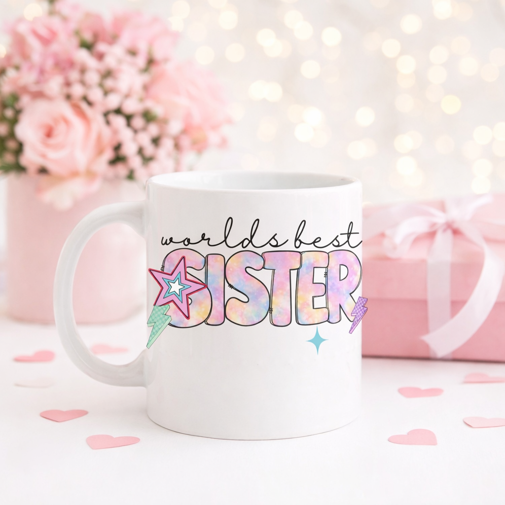 World’s Best Bestie, Friend, Niece, Sister & Auntie – Pastel Rainbow Typography Digital Download | Sublimation, DTF & UVDTF PNG