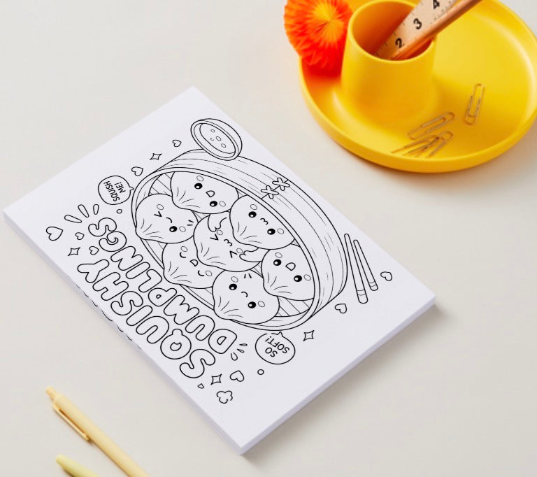 Squishy dumpling pdf digital download colouring book 21 pages