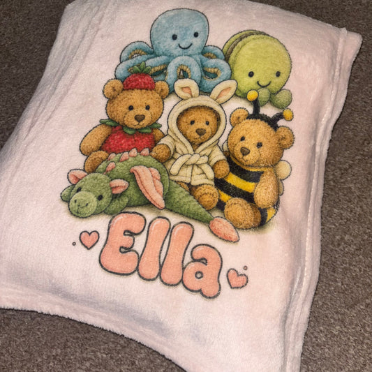 Personalised Jellycat Inspired Plush Blanket | Custom Name Baby Blanket 150x120cm | Soft Fleece Baby Gift | Personalised Teddy Blanket | New Baby Gift | Baby Shower Present