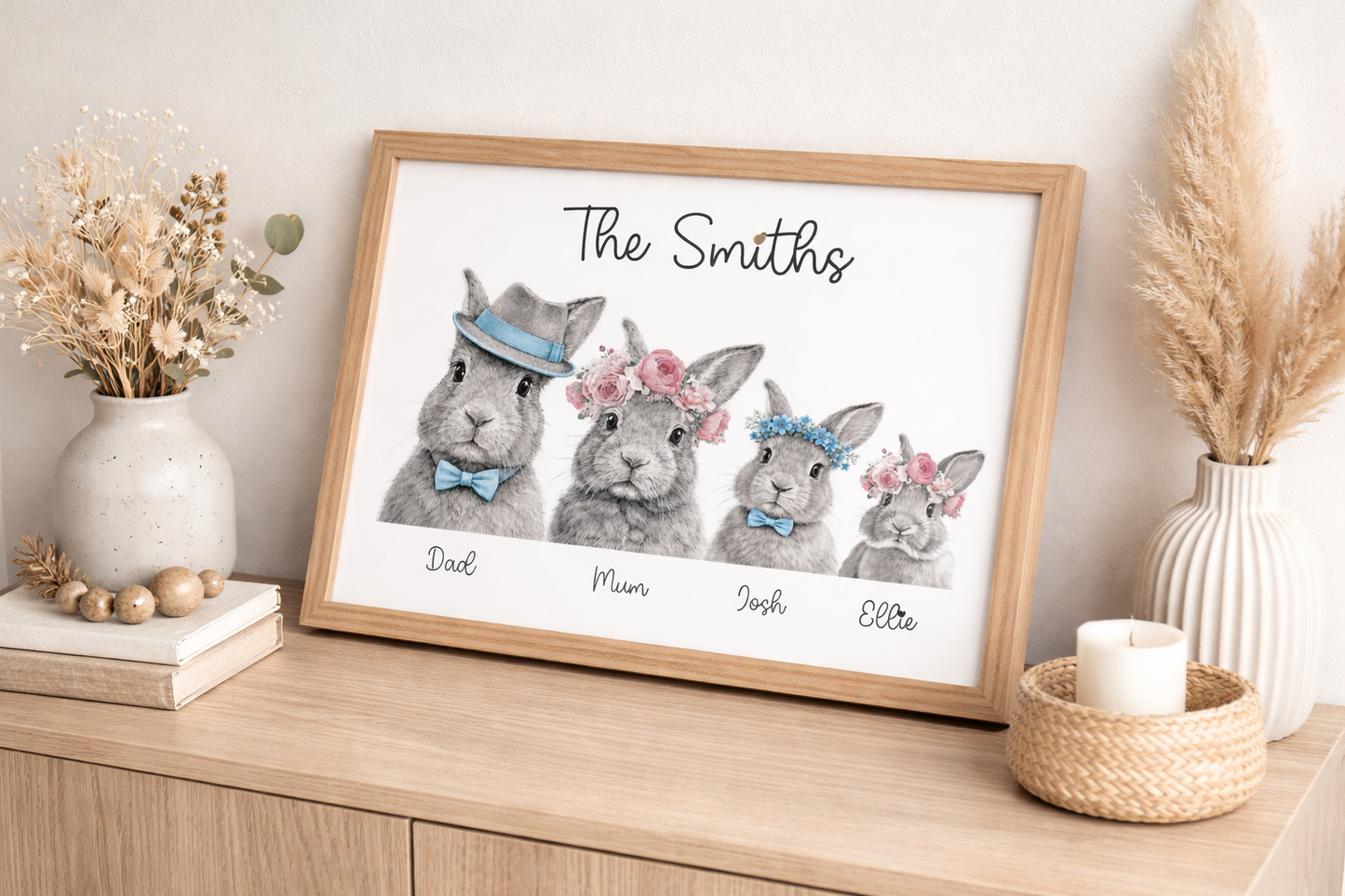 🐰 Bunny Family PNG Bundle – Mum, Dad, Boy & Girl Rabbit – Watercolour Style Digital Download