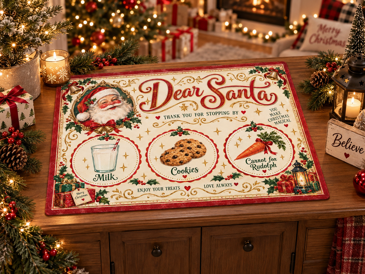 10 Vintage Santa Treat Mat Designs | Christmas Eve Snack Mat Bundle | Milk Cookies & Carrot for Rudolph | Digital Download