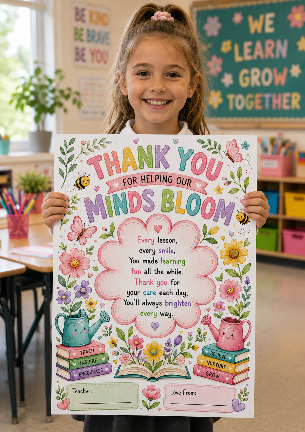 Pay What You Can Afford |Personalised Teacher Appreciation Print | Thank You Teacher Gift | End of School Year Keepsake | Nursery Teacher Present | A4 Glossy Photo Print