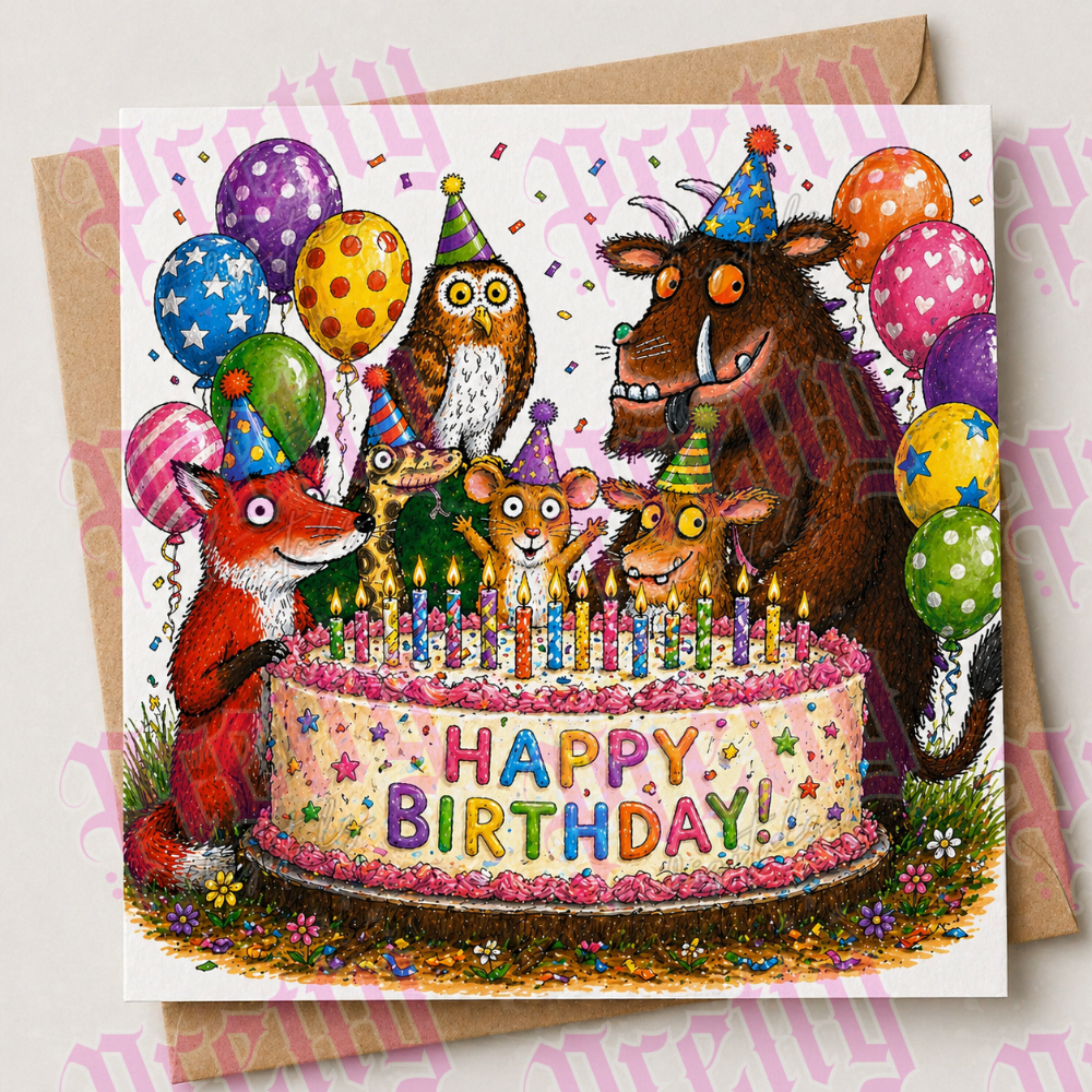 6 Birthday Card Designs Bundle | Cute Animal Birthday Cards | Kids Birthday Card Set | Printable Greeting Cards | Digital Download | No Text Included