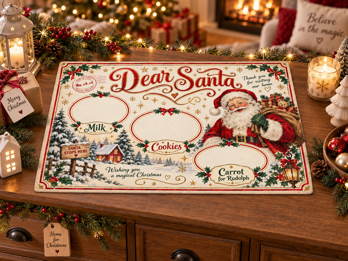 10 Vintage Santa Treat Mat Designs | Christmas Eve Snack Mat Bundle | Milk Cookies & Carrot for Rudolph | Digital Download