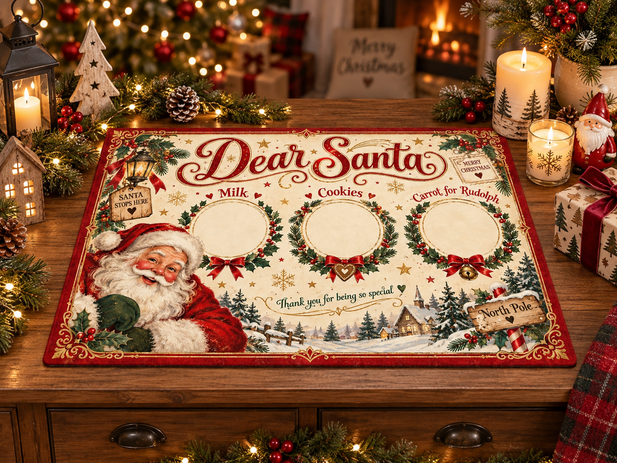 10 Vintage Santa Treat Mat Designs | Christmas Eve Snack Mat Bundle | Milk Cookies & Carrot for Rudolph | Digital Download