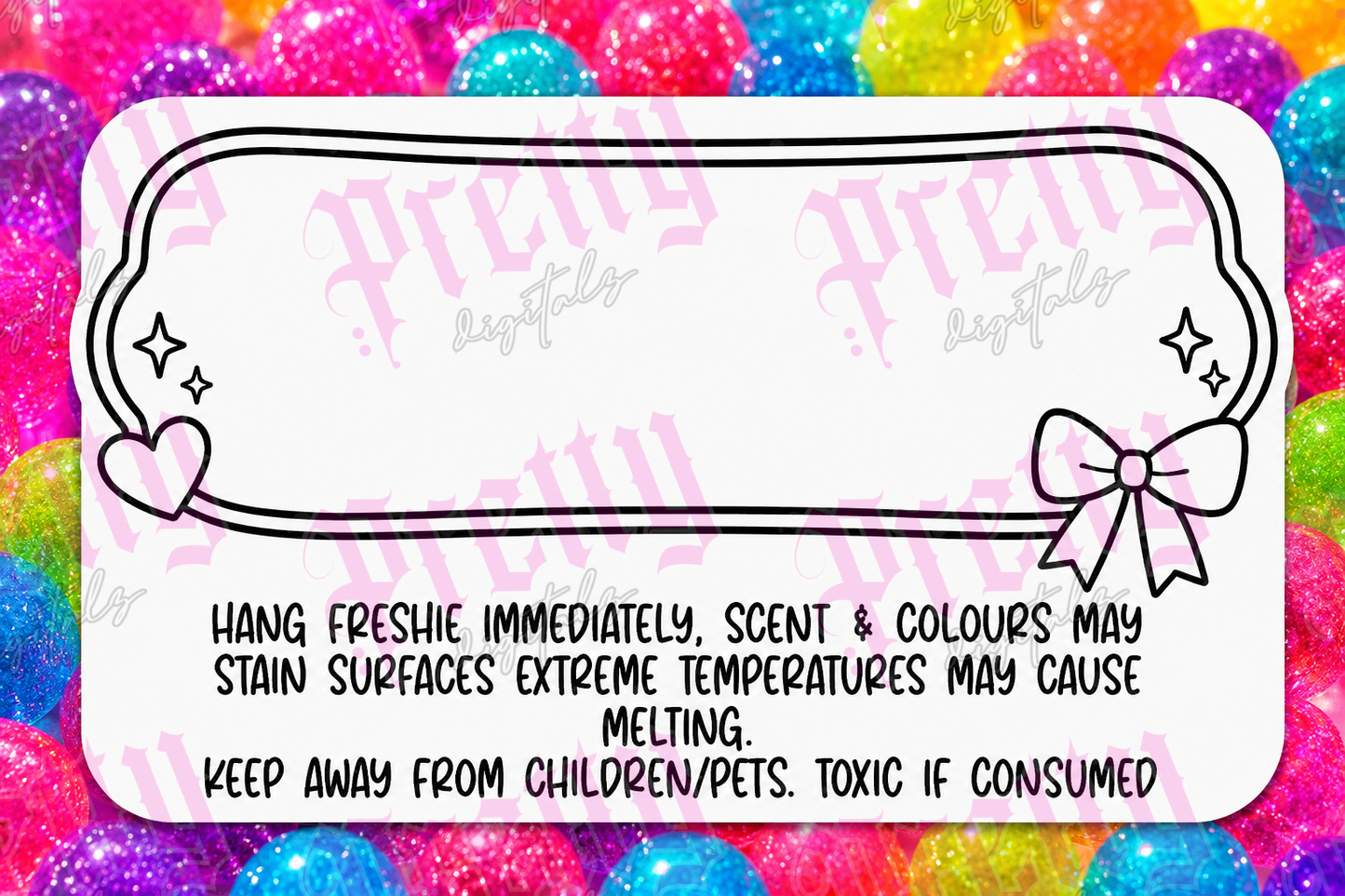 Freshie Packaging Label Templates | Cute Bow Thermal Labels | Car Air Freshener Care Cards | Instant Download PNG
