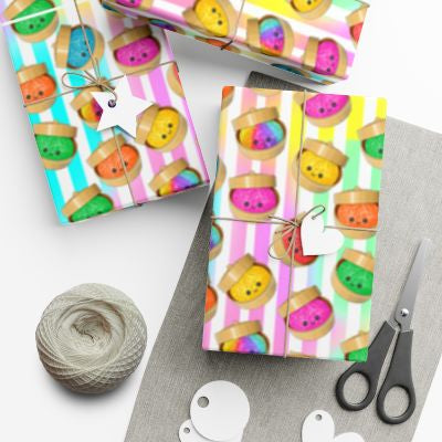 A3 Kawaii Dumpling Wrapping Paper Sheets | Cute Pastel Gift Wrap | Funny Food Gift Wrap | Colourful Aesthetic Wrapping Paper | Choice of 4 Designs