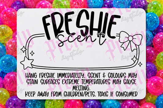 Freshie Packaging Label Templates | Cute Bow Thermal Labels | Car Air Freshener Care Cards | Instant Download PNG