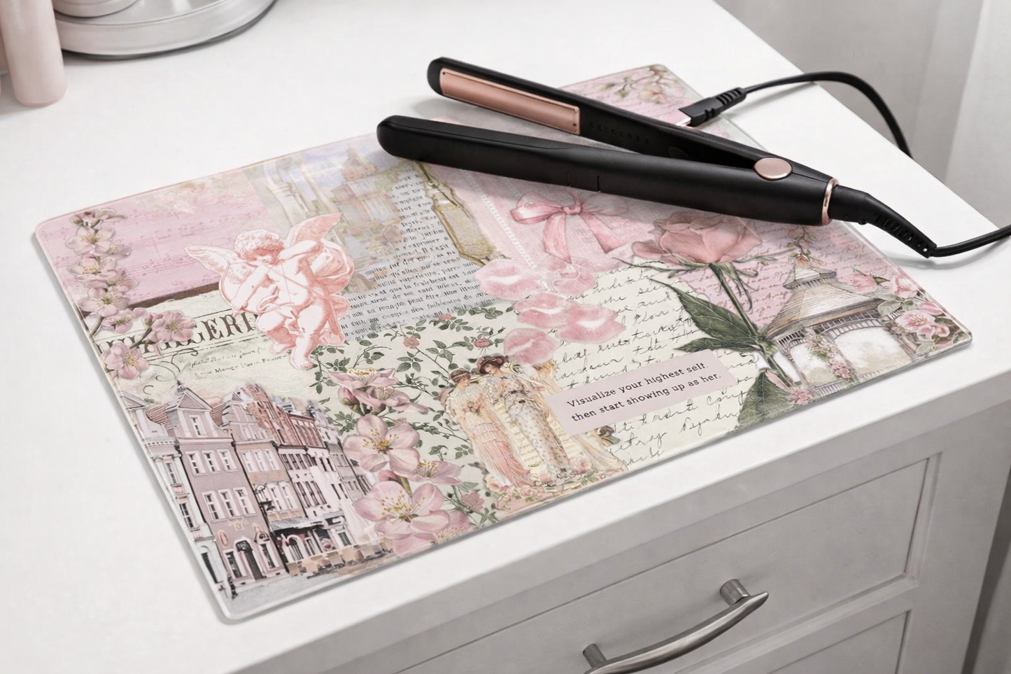 Pink Aesthetic Glass Chopping Board PNG Bundle – 5 Sublimation Designs + Styled Mockups | Digital Download