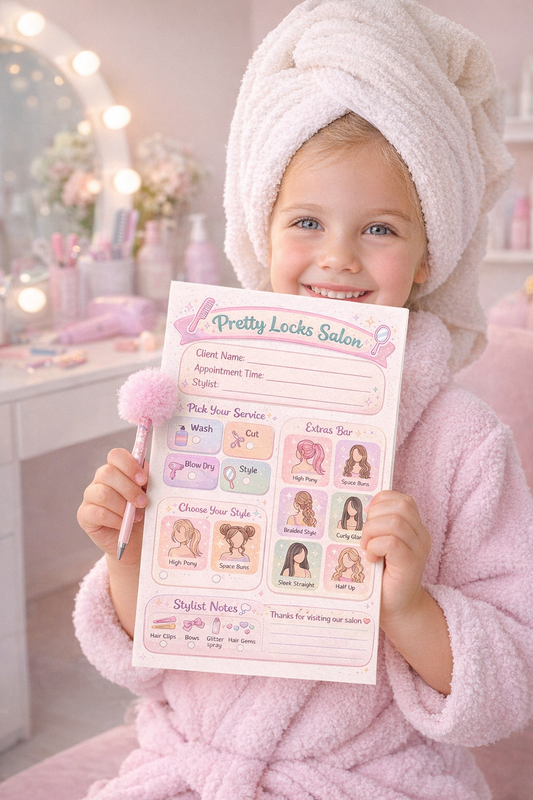 Kids Hair Salon Printable | Pretend Play Hairdresser Pad | Beauty Salon Role Play Sheet | Kids Activity Printable | A4 Instant Download