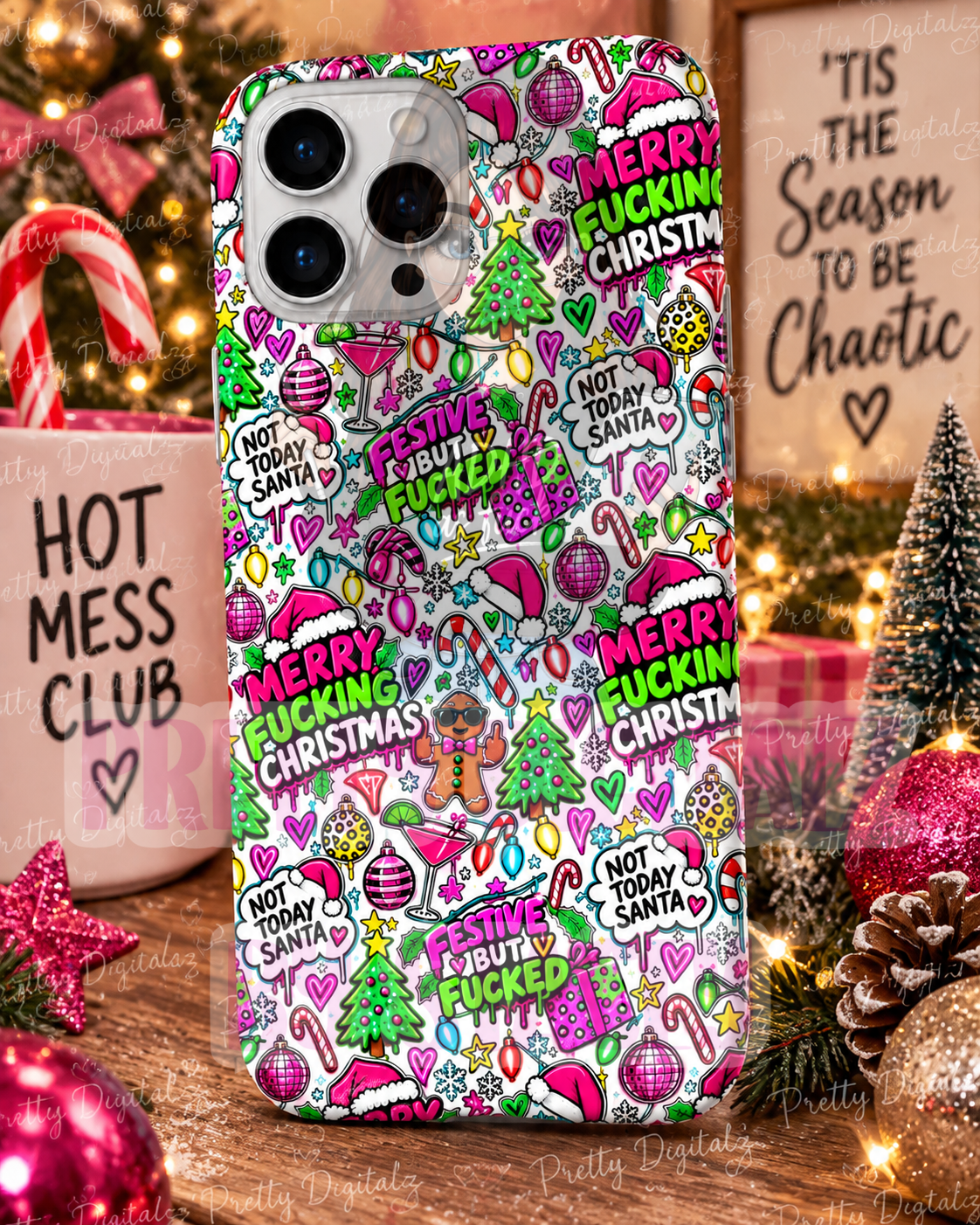 Christmas Isn’t Just for Kids Digital Bundle | Retro Adult Christmas PNGs, Seamless Pattern, Notepad & Placemat Designs