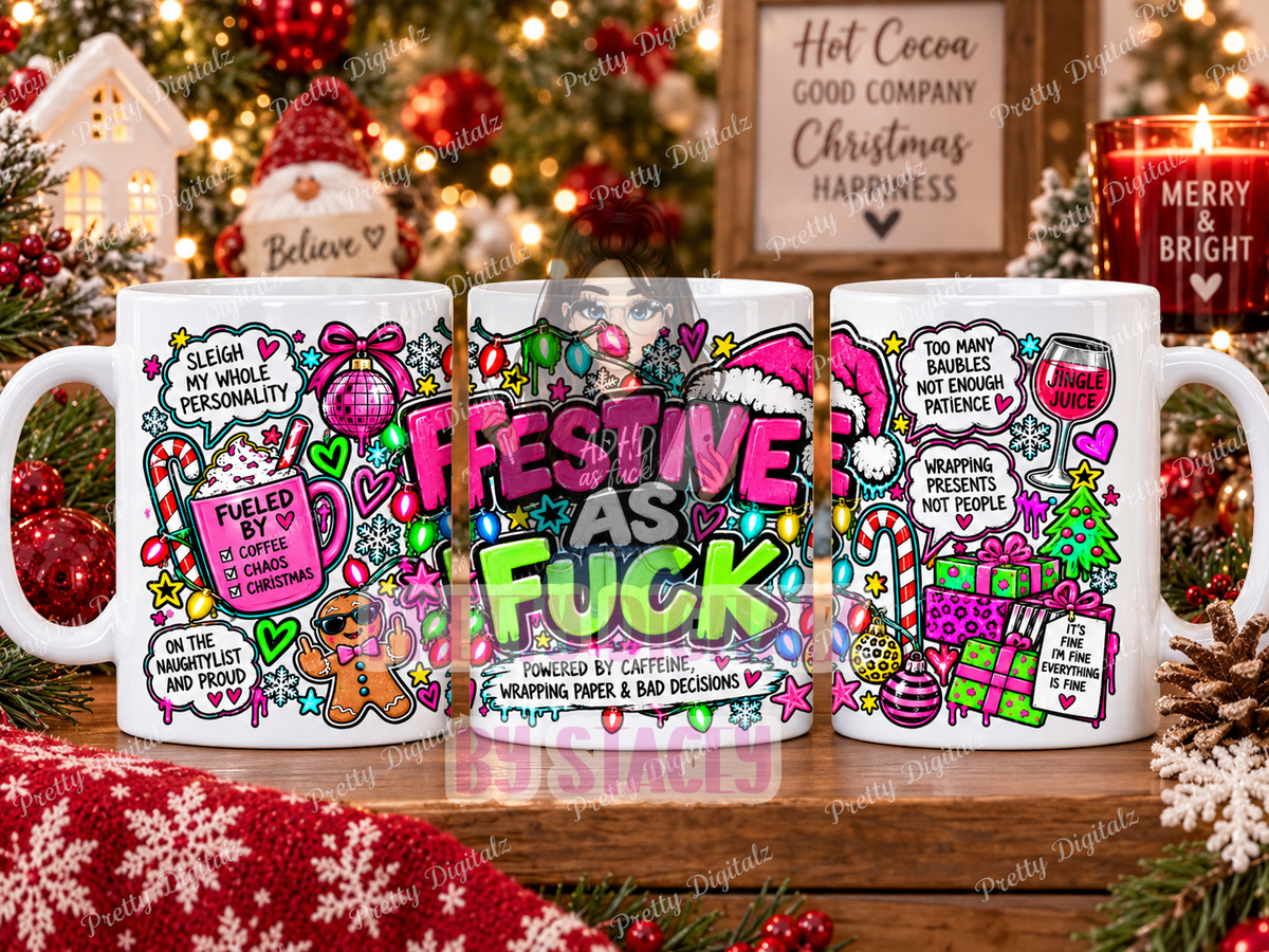 Christmas Isn’t Just for Kids Digital Bundle | Retro Adult Christmas PNGs, Seamless Pattern, Notepad & Placemat Designs