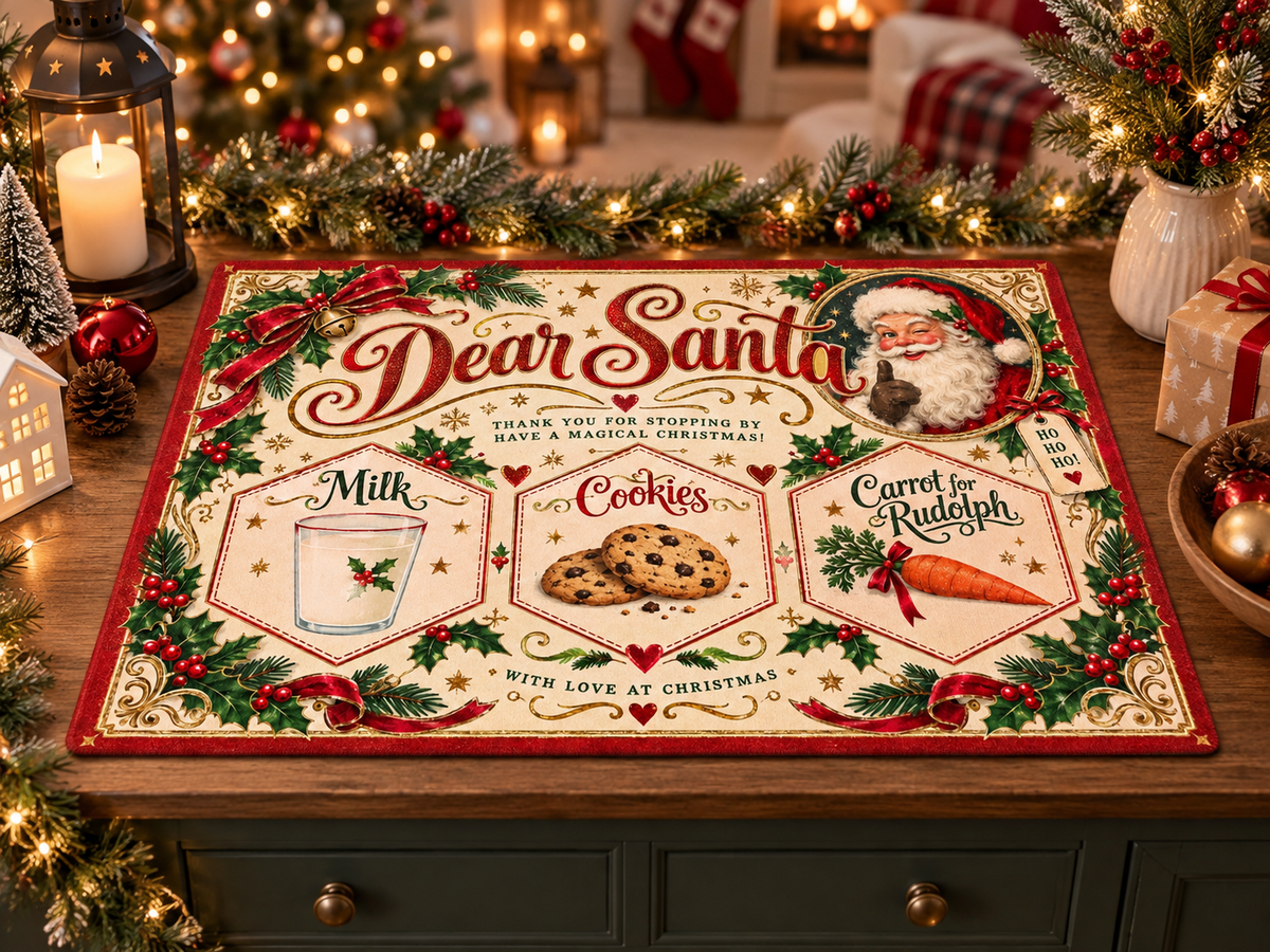 10 Vintage Santa Treat Mat Designs | Christmas Eve Snack Mat Bundle | Milk Cookies & Carrot for Rudolph | Digital Download
