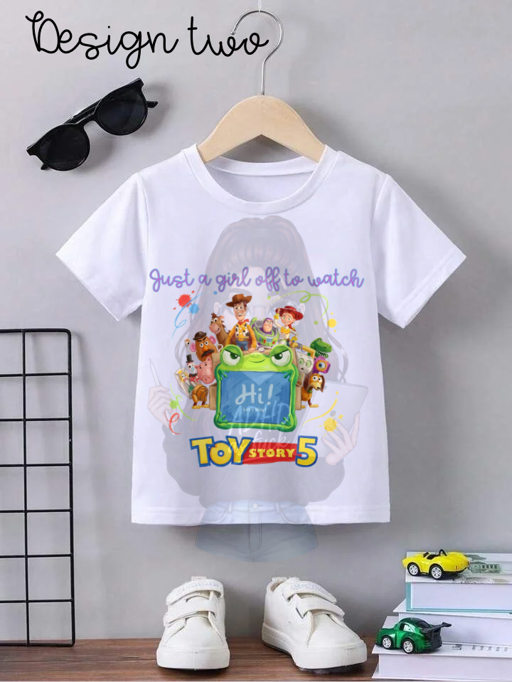 🎬 TStory Movie Trip T-Shirt | Personalised Children’s Cinema T-Shirt | Toy Story Birthday Tee | Ages 1-2 to 12-13 Years