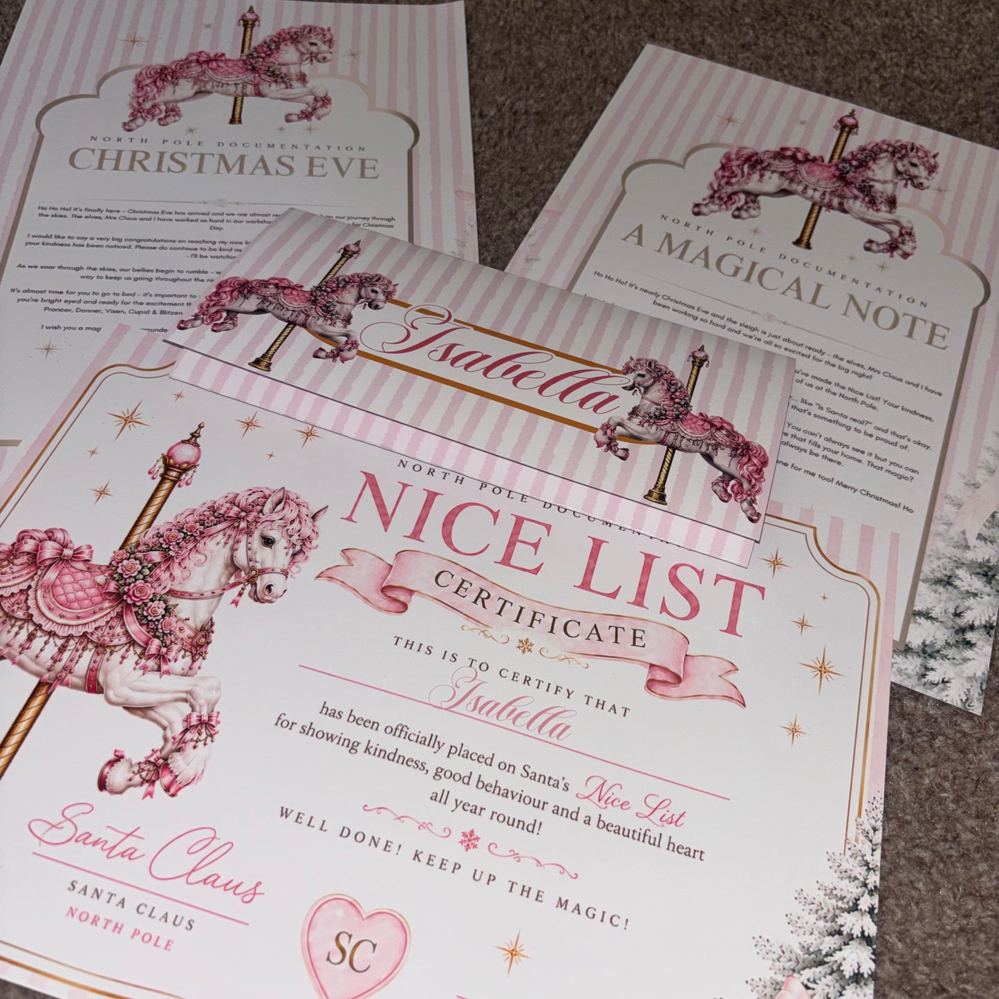 Personalised Christmas Kids Gift Bundle | Christmas Eve Letter, Magical Note, Nice List Certificate & Personalised Mug | Christmas Eve Box Filler | Santa Keepsake Gift