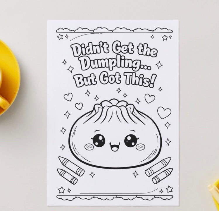 Squishy dumpling pdf digital download colouring book 21 pages