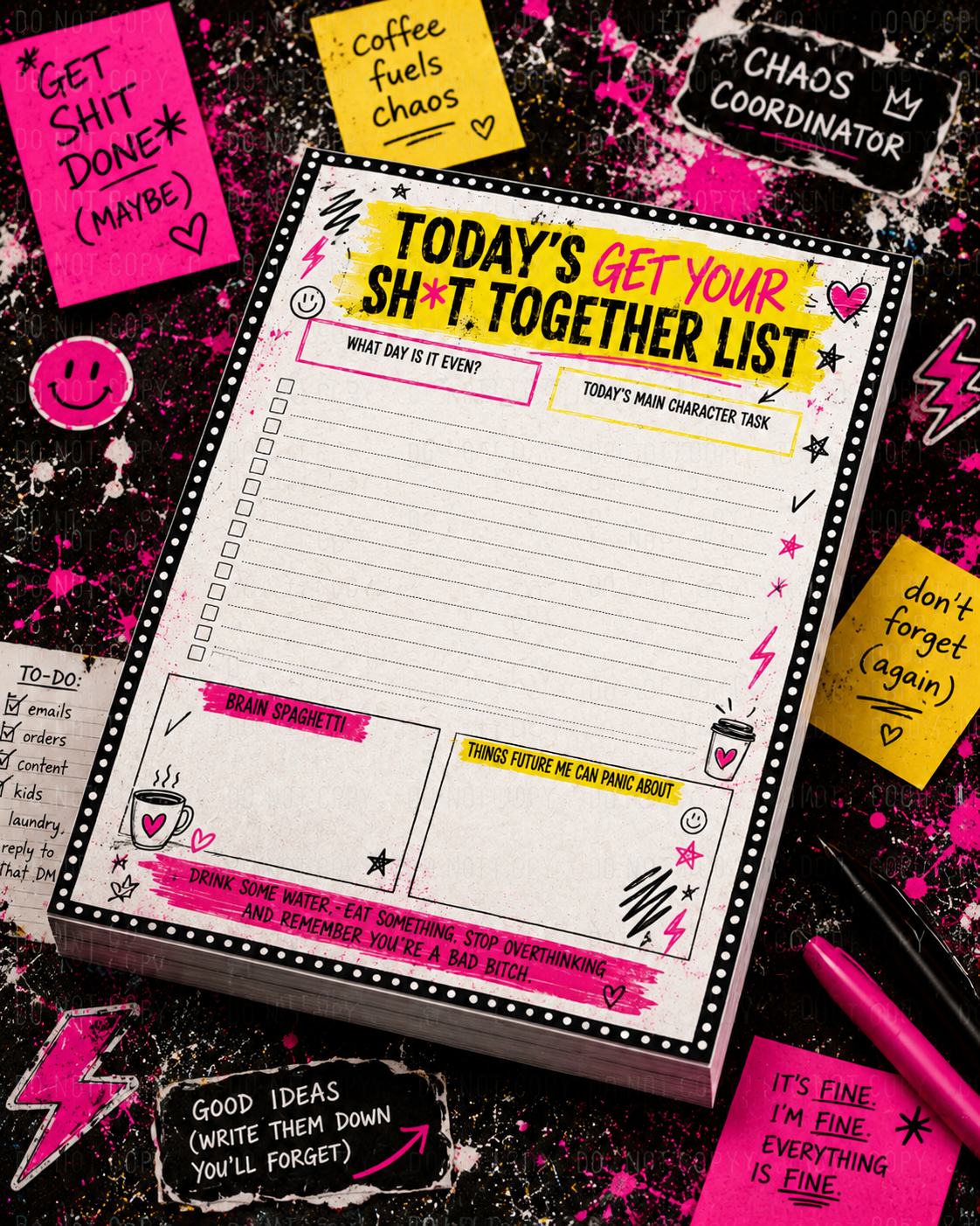 Today’s Get Your Sh*t Together List A5 Tear-Off Notepad | 35 Page ADHD Planner Pad | Funny Mum Stationery | Small Business Owner Gift | Chaos Coordinator Desk Pad