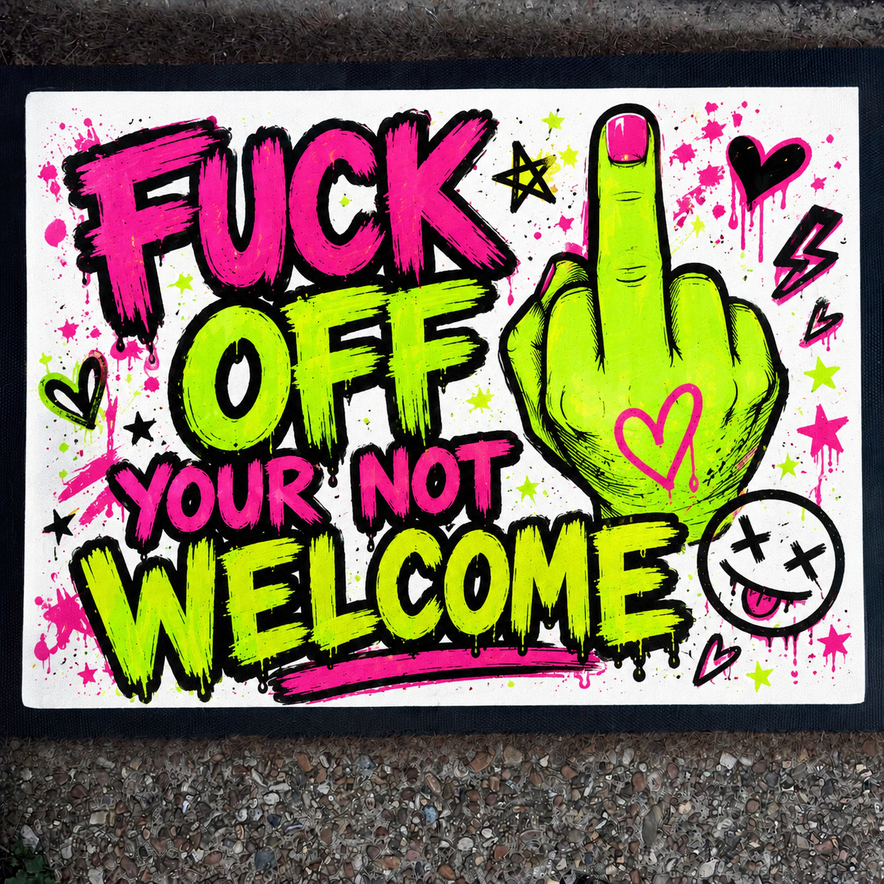 Profanity Door Mat – “FUCK OFF, YOU’RE NOT WELCOME” | 40 x 60cm Funny Novelty Welcome Mat | Rude Gift | Housewarming Gift