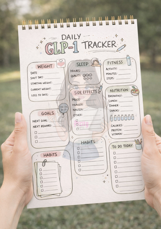 GLP-1 Daily Tracker Printable | Weight Loss Planner | Wellness & Habit Tracker | Ozempic Wegovy Journal | A4 Digital Download Notepad Page
