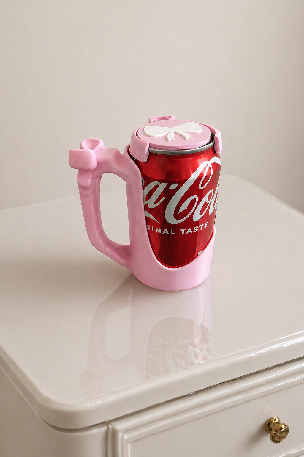 Pink Bow Coquette Can Holder with Handle | Cute Aesthetic Soda Holder | Girly Drink Cup Grip | Gift for Her | Pink Accessories