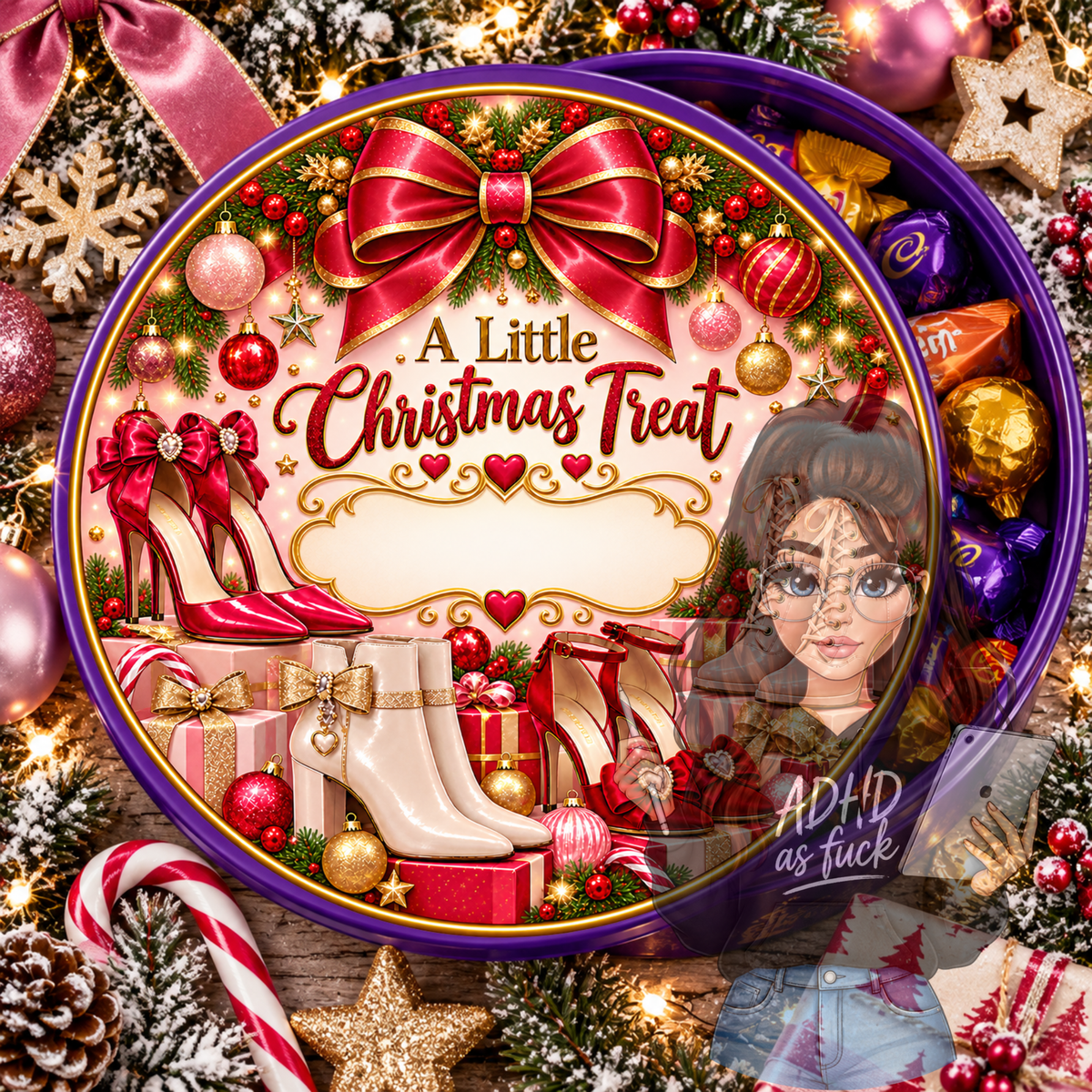 Teen Christmas Treat Topper Sticker PNG Bundle – Set of 10 | Personalised Christmas Chocolate Tub Designs | Digital Download