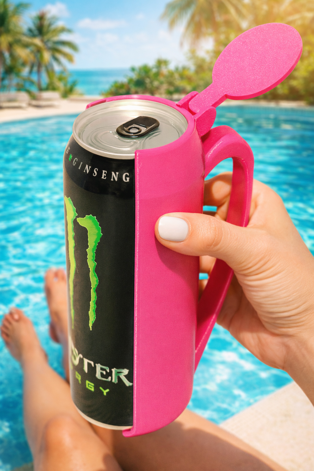 Can Holder with Lid – Fits Monster & Relentless | 3D Printed Drink Holder with Handle