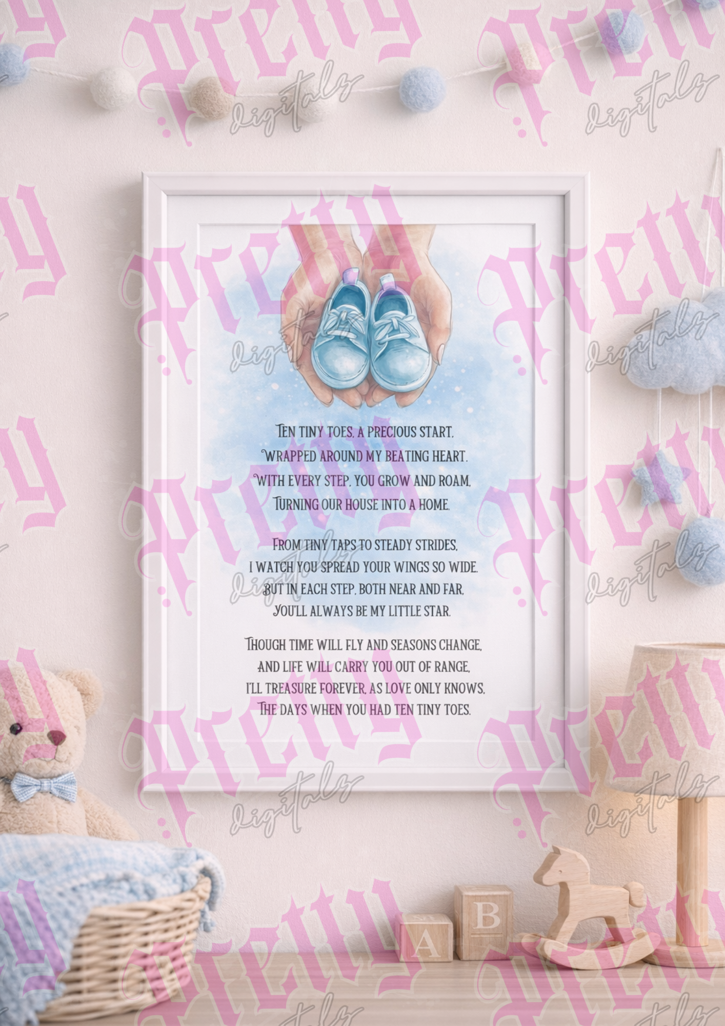 Ten Tiny Toes Nursery Print Digital Download – Baby Poem Wall Art