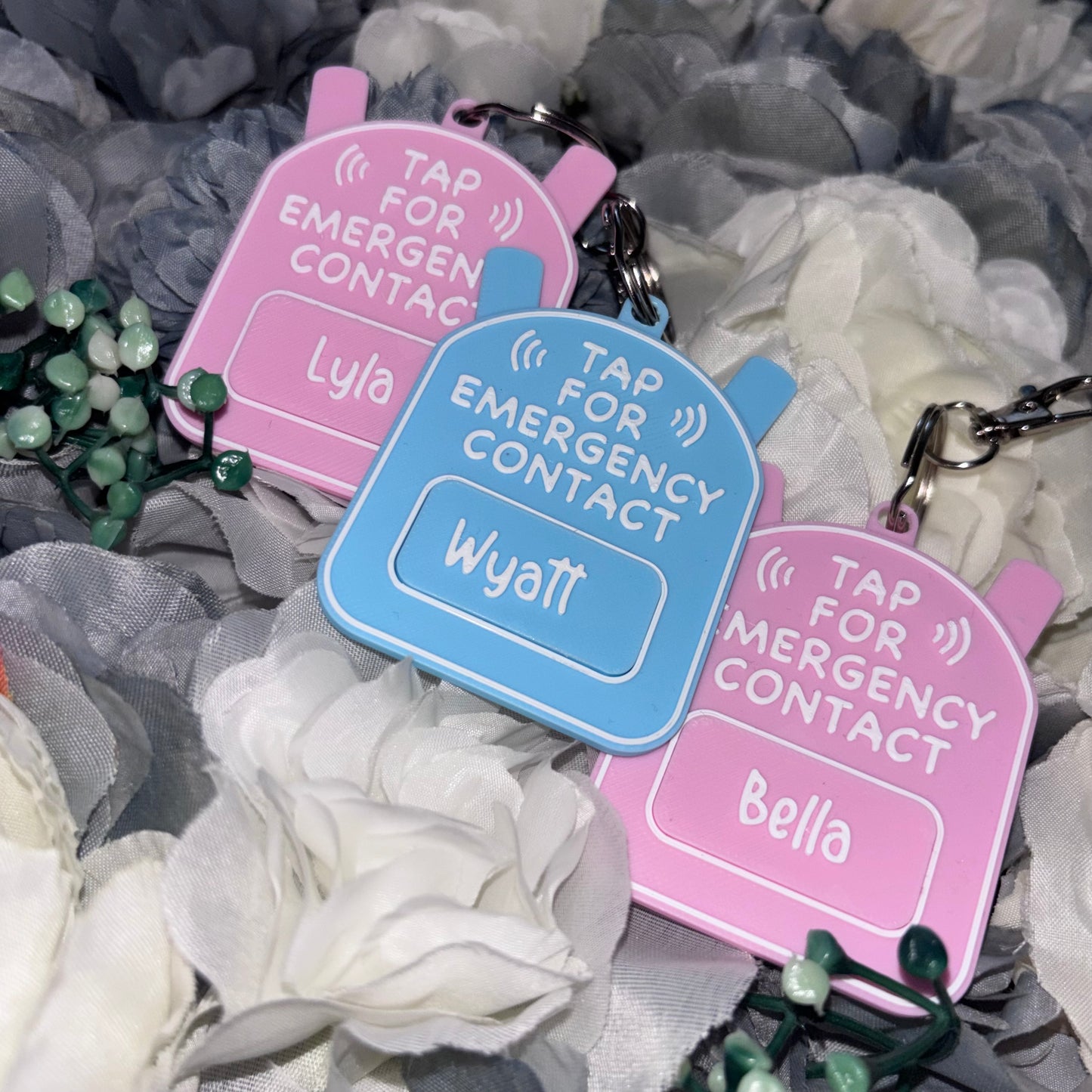 Personalised NFC Emergency Contact Keychain for Kids | School Bag Safety Tag | Tap to Call Parent | Custom Name Backpack Tag UK