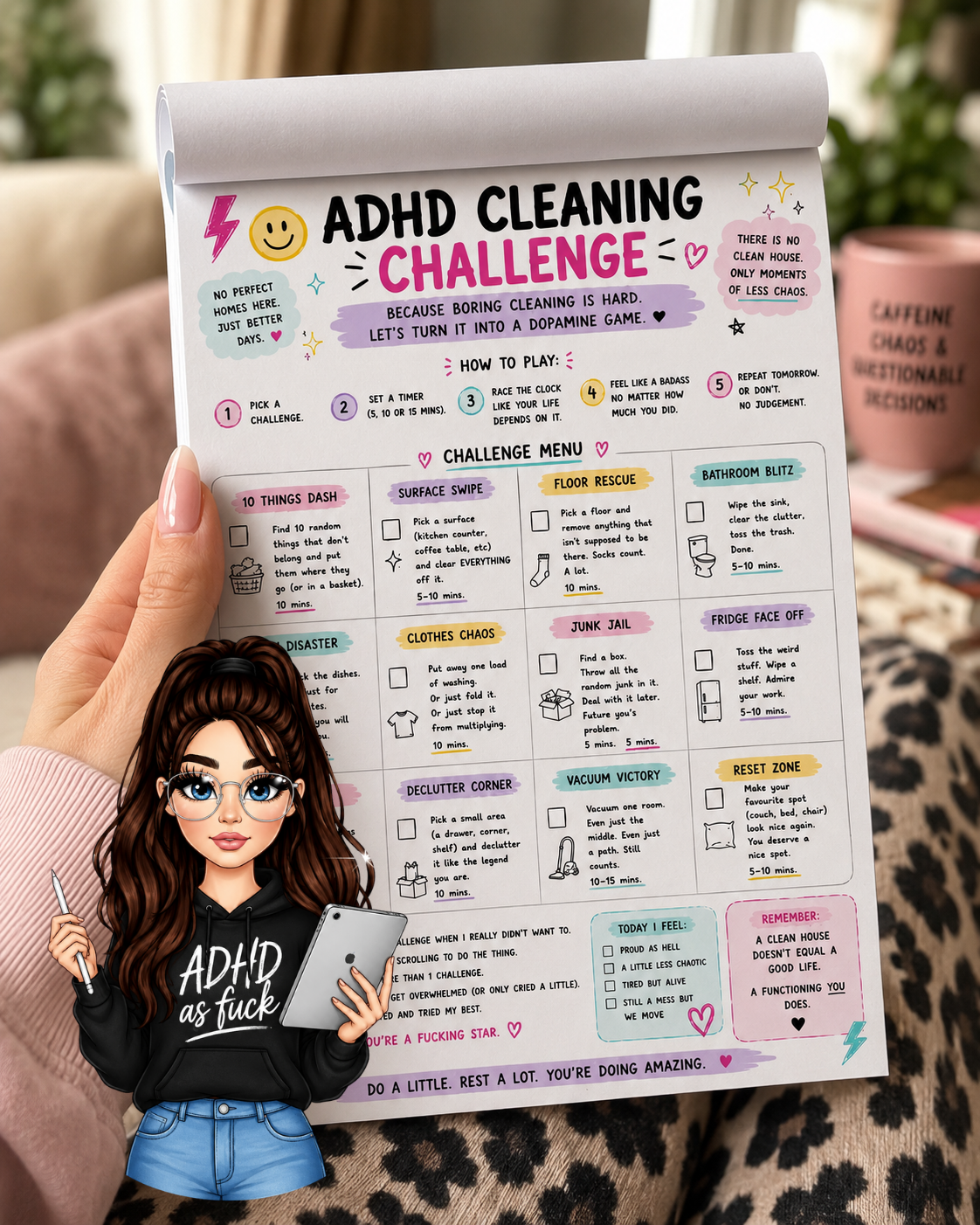 ADHD Printable Bundle | Funny ADHD Planner Pack | Neurodivergent Digital Download | ADHD Cleaning Challenge | Brain Dump & Chaos Organiser