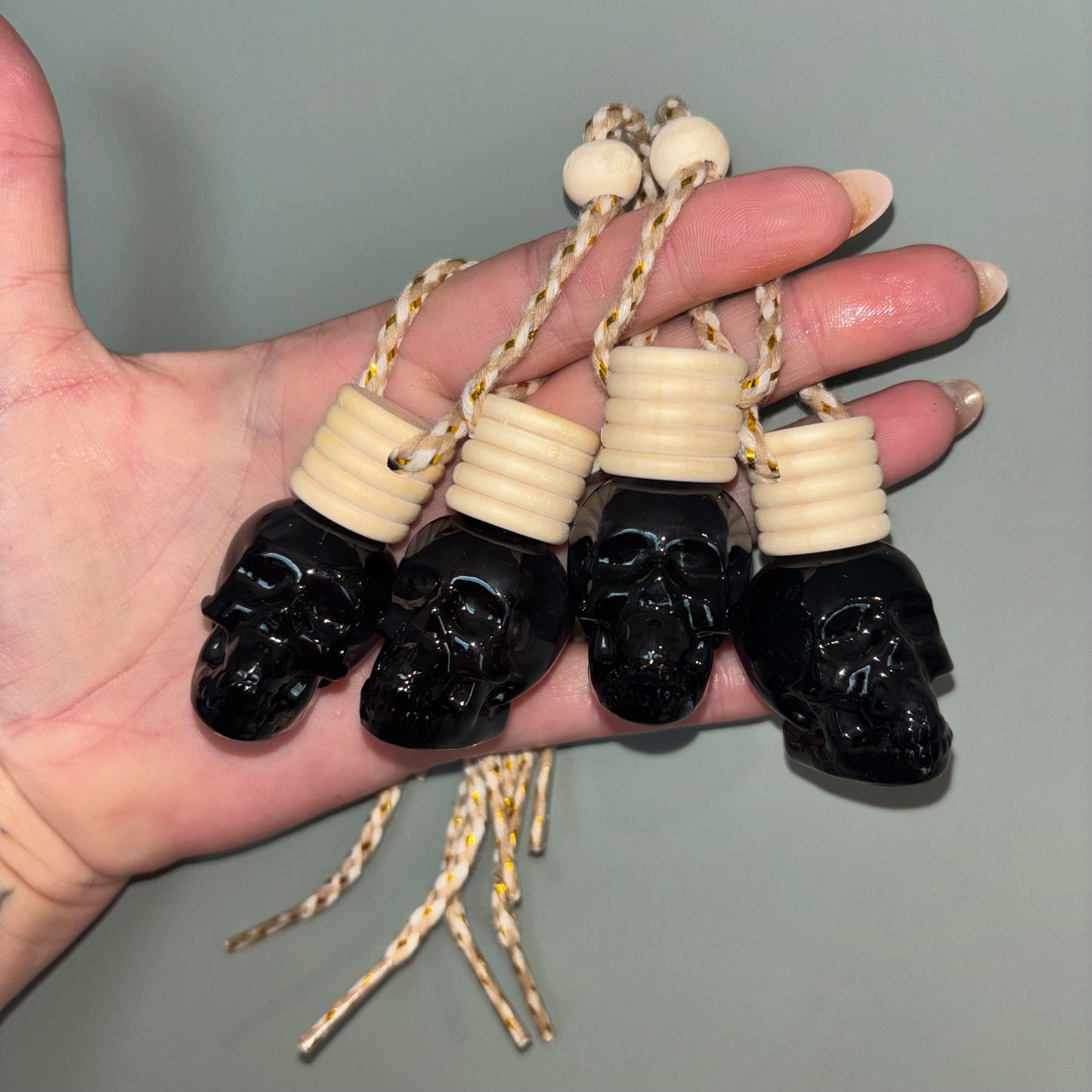 💀 Skull Glass Bottle Air Freshener – Long Lasting Hanging Car Freshener | Home Fragrance | Gothic Car Accessory | Perfume Inspired Scents